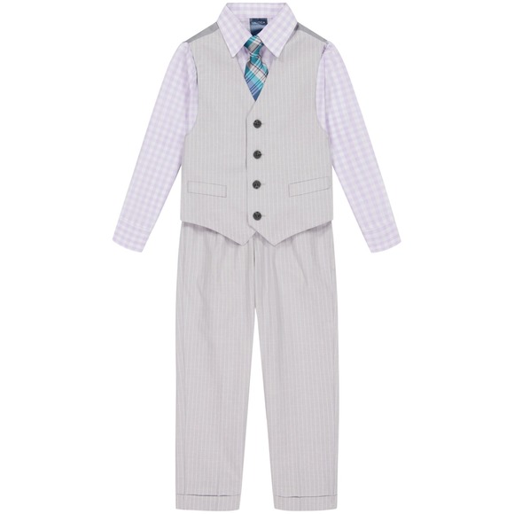 Nautica Baby Boys Pinstripe Vest Set - Gray - Size 12M - Picture 1 of 5